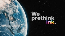 Real Planet Earth with star backgrounds and Text "We prethink ink" Real Planet Earth with star backgrounds and Text "We prethink ink"